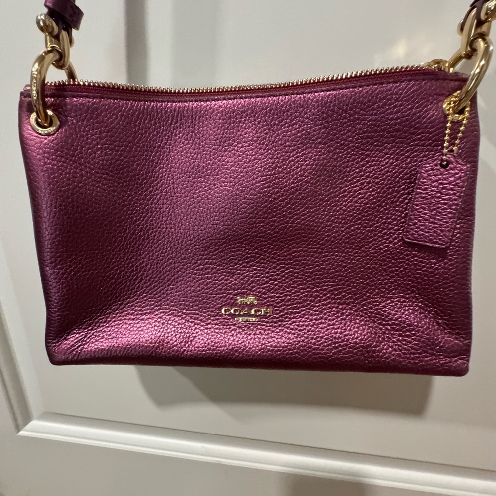 Coach Pebbled Leather Crossbody in Plum - Picture 2 of 4
